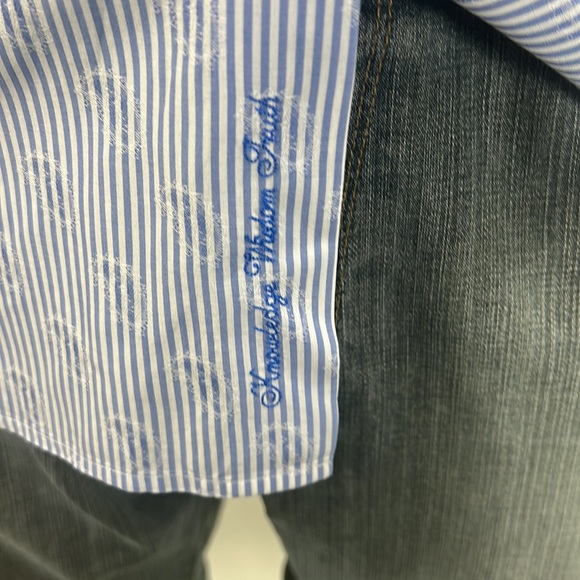 ROBERT GRAHAM mens long sleeve, blue & white striped button down w/shadow stitch - Picture 4 of 6